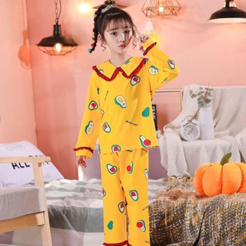 Childrens Pajamas Set Spring Autumn Boys Long Sleeve Korean Style House Clothes Large Girls Cartoon Nightwear Sleepwear Suit