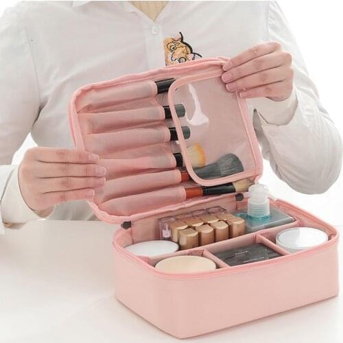 Travel Organizer Cosmetic Case Orofessional Make Up Case Double Waterproof Necessarie Beauty Pouch Toiletry Bags
