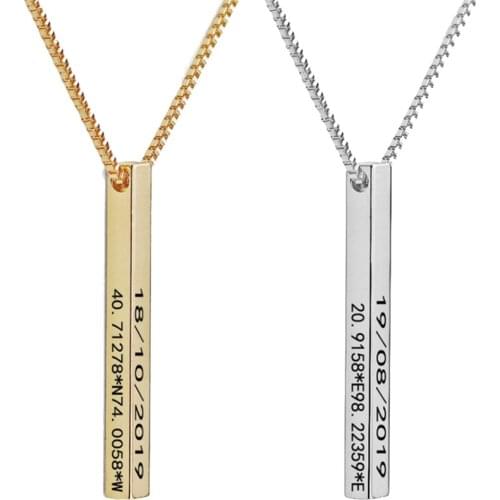 DUOYING Personalized Name Choker Necklace Square Bar Engrave Customize Name Stainless Steel Pendants Collier Femme Gift