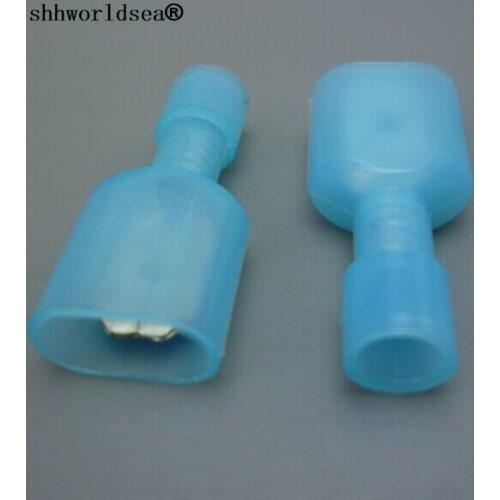 Shhworldsea 30pcs Blue Spade Insulated Electrical Crimp wire Terminal Connectors auto male Spade Connector car Full Insulating