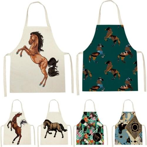 1 Pcs Animal Horse Print ChildrenS Apron Sleeveless Apron Men And Women Household Cleaning Tools Household Kitchen Supplies Bib