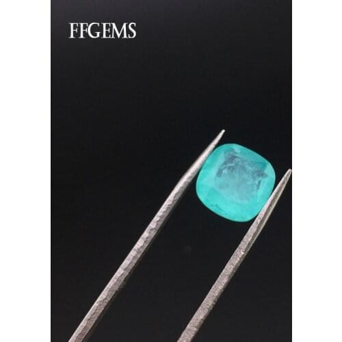 FFGems Brazilian Paraiba Tourmaline Loose Gemstone Created Stone Cushion Cut for Women Silver or Gold Mounting Diy Jewelry