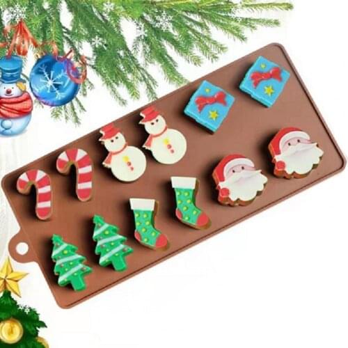 Cake Mold Healthy Convenient Portbale Christmas Series Silicone Mold 3D Chocolate Mould for Home