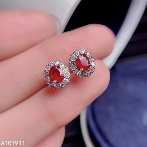 KJJEAXCMY fine jewelry natural ruby 925 sterling silver women earrings new Ear Studs support test luxury