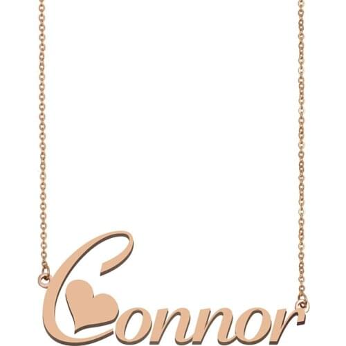 Connor Name Necklace Custom Gold Stainless Steel Chokers for Women Girls Best Friends Birthday Wedding Christmas Mother Gift