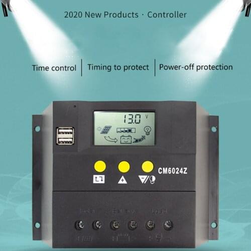 50A 60A Solar Charge Controller 12V 24V for PWM with Auto LCD Battery Charge Panel PV System Solar Controller