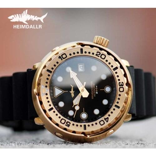 Heimdallr Mens Bronze Dive Watch Sapphire Crystal Luminous Marks 20ATM Water Resistance Japan NH35A Automatic Mechanical Watch