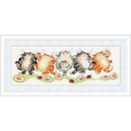 Study Room Decoration Fishxx Cross Stitch Kit A3300 Horizontal Version 5 Raccoon Fat Orange Cats Precision Printing