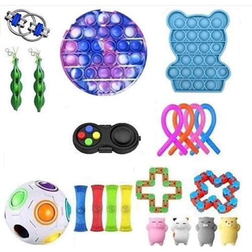 Fidget Toys Set Anti Stress Toy Stretchy Strings Mesh Marble Relief Gift For Adults Children Girl Sensory Antistress Relief Toys