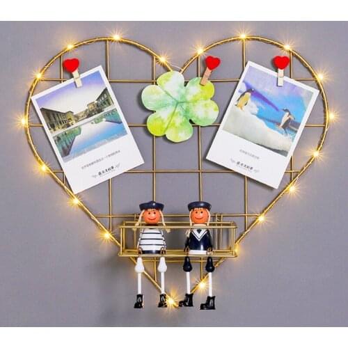 Wall Decorative Iron Wall Photo Grid Panel Rack Clip Painted Wire Photograph Picture Hanging Frame Photo Organizer Home Decor