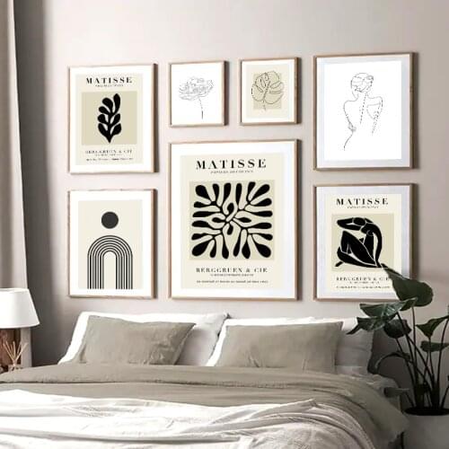 Matisse Retro Abstract Girl Plant Leaves Wall Art Canvas Painting Nordic Posters And Prints Wall Pictures For Living Room Decor