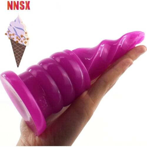NNSX Ice Cream Anal Plug Dildo Soft Comfortable Fetish Orgasm Round Head Suction CupMasturbation Sex Toys For Women ProductsShop