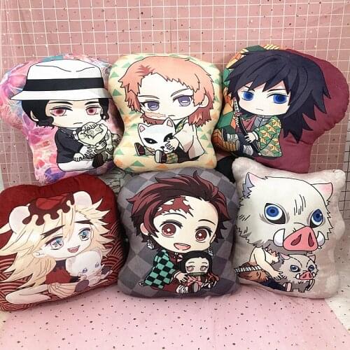 New Anime Demon Slayer Kimetsu No Yaiba Plush Pillow Pendant Toy Kamado Nezuko Tanjirou Short Stuffed Pillow Back Cushion Doll