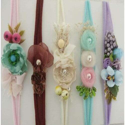 Newborn Tieback Props Handmade Baby Headbands Newborn Jersey Floral Tieback Baby Photography Props Flower Baby Girl Headband