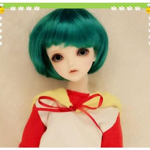 BJD SD 1/3 1/4 1/6 1/8 High temperature fiber doll wig neat bangs bob hair first tone green false wig