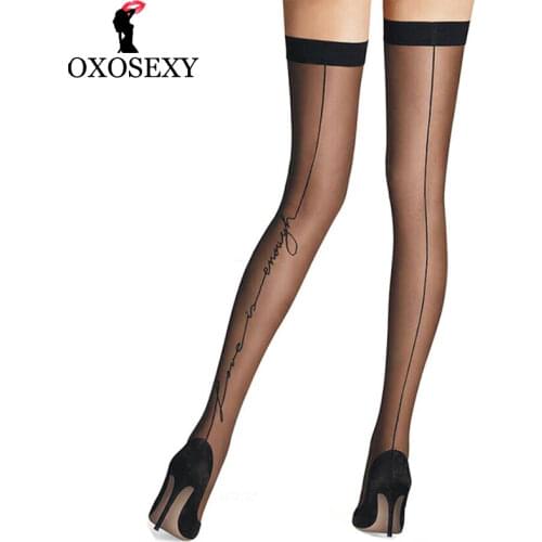 Patchwork Sexy Stockings For Women Sexy Lingerie Retro Back Line Thigh High Nylon Stockings Transparent Over Knee Stockings 454