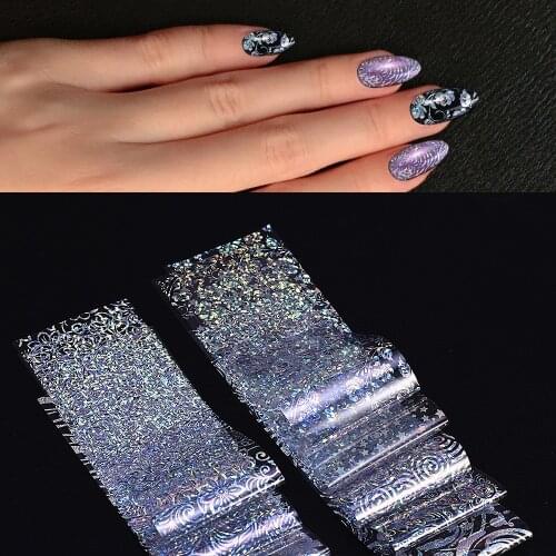 New 10 Pcs 20X4cm Flower Star Transparent Nail Art Decoration Foil Sticker Transfer Film Manicure Designs For Nail at home DIY
