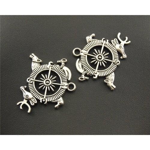 4pcs Silver Color animal compass Charm jewelry findings components charms 32x36mm A1306
