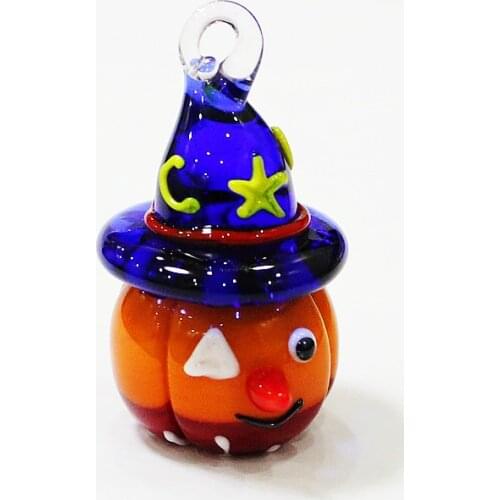 Hanging Creative Glass Pumpkin Figurines Japanese Style Cute Cartoon Clown Image Ornaments Halloween Party Kawaii Decor Pendant
