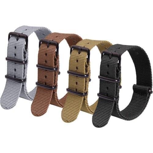 Fashion Watch Replacement Strap Nylon NATO Strap 16mm 18mm 20mm 22mm Watchband Stainless Steel Matte Black Buckle Watch Band