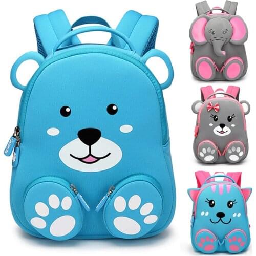 Fashion Kids Backpack Boys 3D Bear School Bags Cute Animals Design Waterproof Girls Children Backpacks Kids Bag Escolares