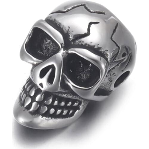 316L Stainless Steel Skull Bead Spacer Polished 2mm Hole Beads Metal Charms DIY Bracelet Jewelry Making Accessories