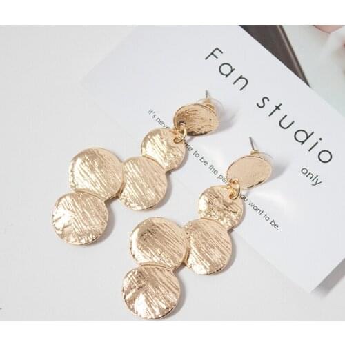 Fashion Long Earrings Geometric Disk Earrings for Women Hanging Dangle Earrings Drop Gold Earrings Modern Earrings Jewelry