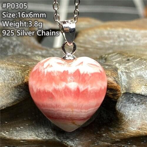 Top Natural Red Rhodochrosite Pendant Necklace Jewelry For Women Men Healing Love Luck Crystal Beads Stone Silver Chain AAAAA