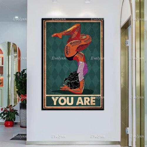 You Are Smart Unique Strong Retro Poster, African American Prints, Black Girl Magic Wall Art, Yoga Room Decor,Home Decor Canvas