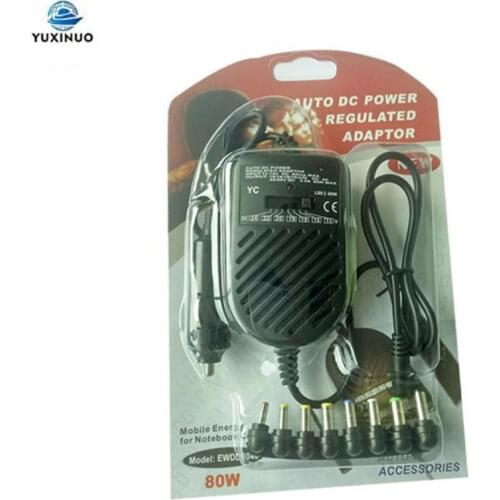 Universal 80W Portable Charger LED Auto Laptop Notebook Car Charger Adjustable Power Supply Adapter with Set 8 Detachable Plugs