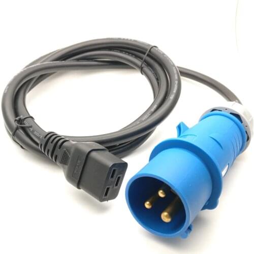High quality 2M Blue IEC309 16A/32A to IEC 320 C19 FOR UPS/PDU Power extension Cord Adapter Cable