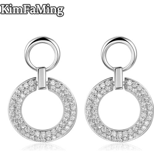 Fashion Zirconia Pave Double Circle Earrings for Young Lady Party Jewelry LPE011