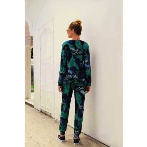 2020 Floral Print Tracksuits Women Two Piece Set Spring Autumn Street Tshirt Tops and Pants Jogger Set Suits Casual 2pcs Outfits