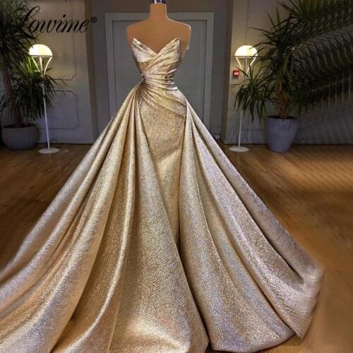 Luxury Mermaid Prom Dresses Long Celebrity Party Gowns With Long Train Robe De Soiree 2020 Custom Made Dubai Arabic Evening Wear