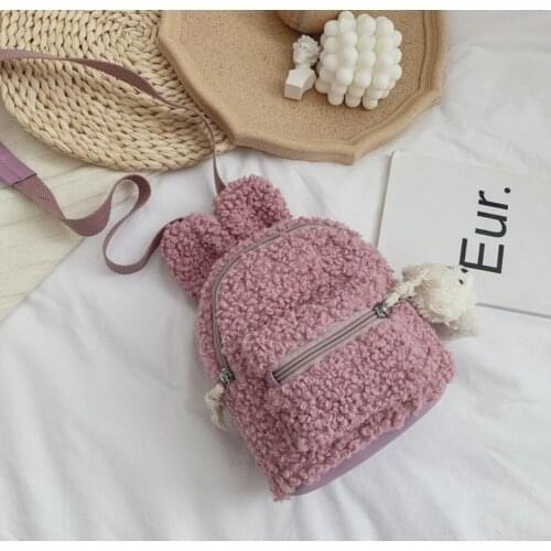 Winter super cute cute childrens rabbit ears backpack bear bag plush toys girls kindergarten school bag