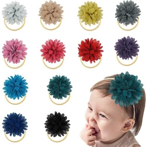 1pc Newborn Infant Baby Girls Solid Flower Headband Toddler Stretch Hairband Hair Accessories Baby Shower Props Headwear