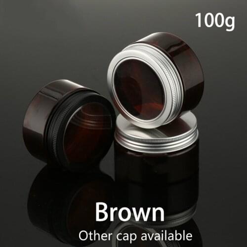10pcs Brown 100g Empty Plastic Jar Refillable Cosmetic Lotion Cream Bottle Spice Candy Packaging Travel Container 3.5oz 100ml