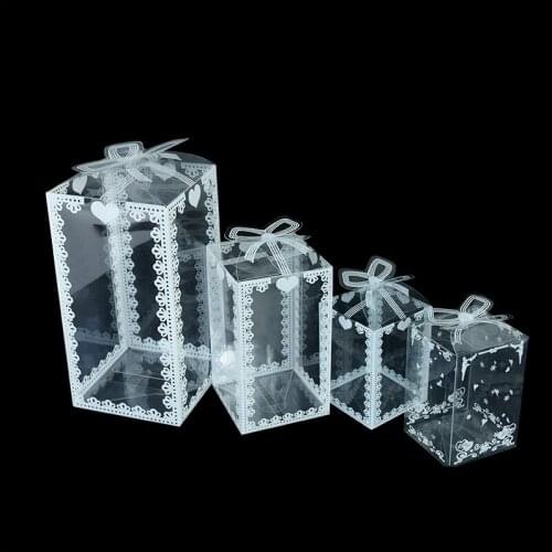5Pcs Clear PVC Box Wedding Favor Cake Packaging Birthday Party Chocolate Candy Dragees Apple Event Transparent Gift Box Supplies
