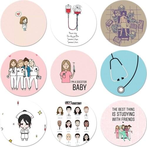 58mm Nurse, medical, cartoon Icons Pins Badge Decoration Brooches Metal Badges For Clothes Backpack Decoration
