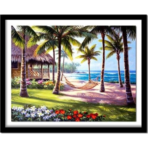 5D Full Diy diamond painting handmade Summer beach landscape cross stitch square diamond sets Diamond embroidery ASF466