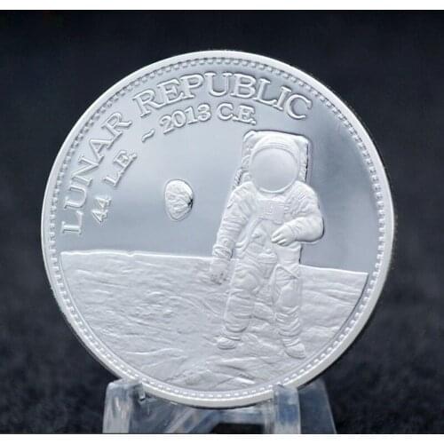 Apollo Login Moon Silver Plated Commemorative Collectible Coin Challenge Coin Gift