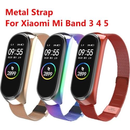 For Xiaomi Mi Band 4 3 Wrist Metal Bracelet Screwless Stainless Steel MIband for Mi Band 5 Strap Miband 6 Wristbands Pulseira