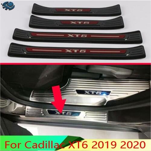 For Cadillac XT6 2019 2020 Stainless Steel Inner Ouside Door Sill Panel Scuff Plate Kick Step Trim Cover Protector