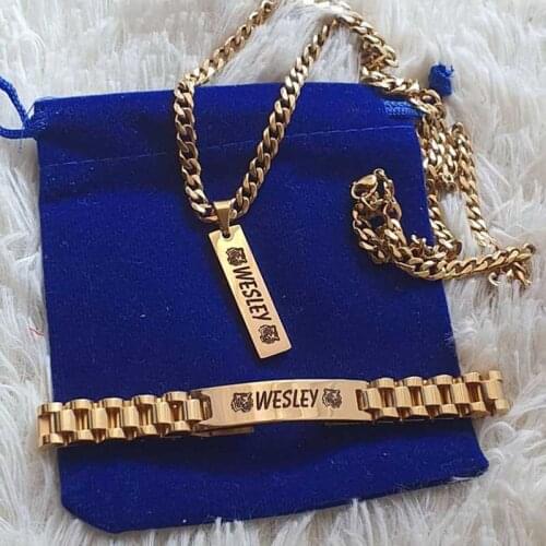 Personalized Name Necklace For Women Men Stainless Steel Cuban Chain Bar ID Necklaces Pendant Nameplate Bangle Custom Jewelry