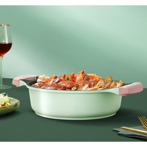 OAPE Induction Cooker Gas Stove Maifan Stone Single Non-Stick Binaural Small Soup Stock Pot Fried Eggs Frying Pan With Handle