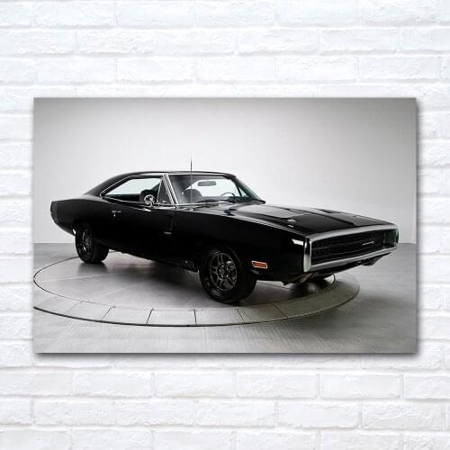 Black Charger RT Classic Muscle Car Poster and Print Modern Canvas Painting Pop Fashion Wall Art Picture Living Room Decoration