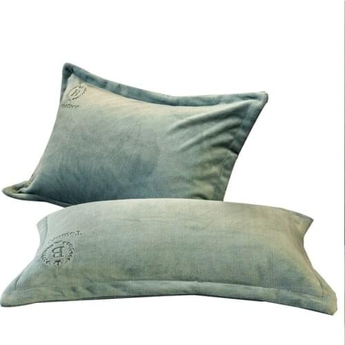 2PCs Winter Milk Fiber Pillowcase Coral Velvet Flannel Thick Pillowcase