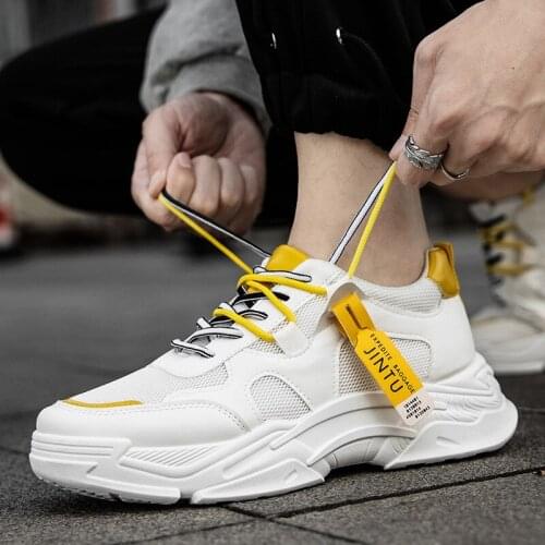 High Quality Men Casual Shoes Breathable Sneakers Men Height Increasing Trainers Platform Shoes Lace up Chaussure homme