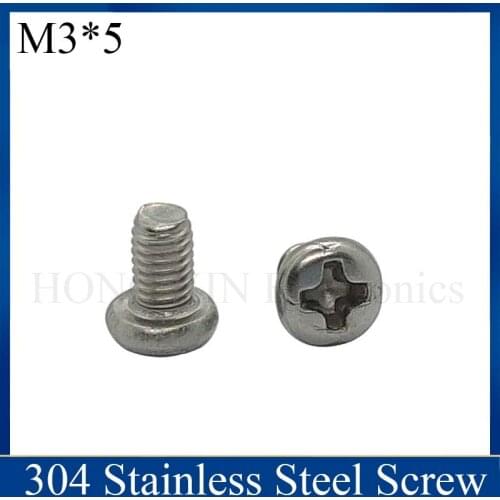 【M3*5】DIN7985 GB818 304 Stainless Steel Cross Recessed Pan Head Screws Phillips Screws