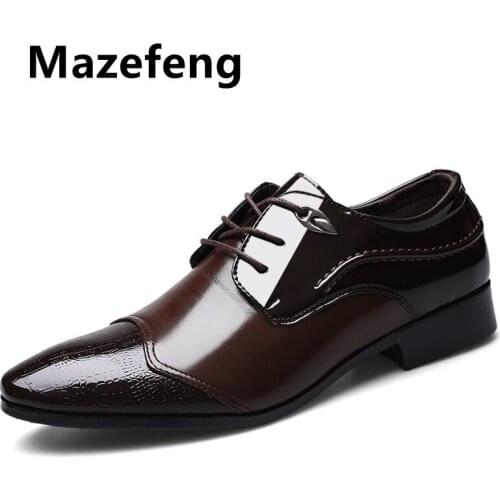 Mazefeng 2019 New Leather Casual Men Shoes Fashion Men Flats Pointd Toe Comfortable Office Men Dress Shoes Plus Size 38-48